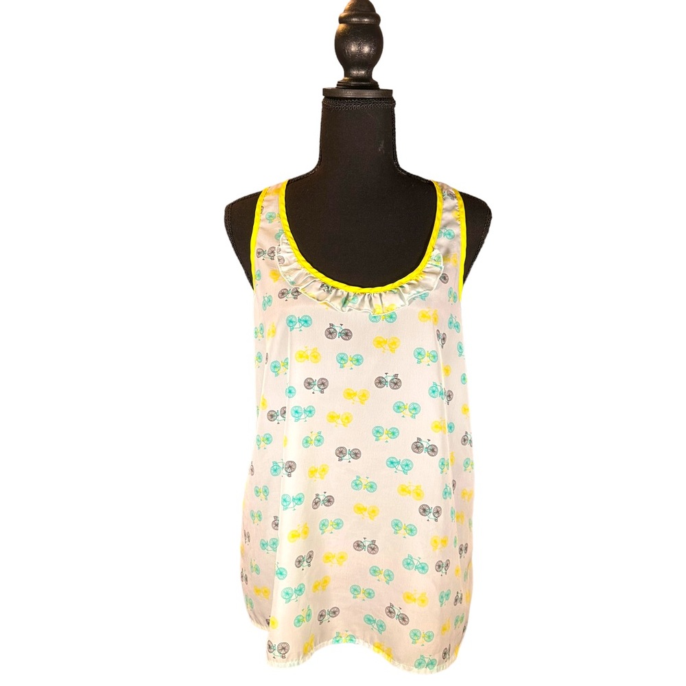 Candie's Bicycle Print Razor Back Tank Top Size L